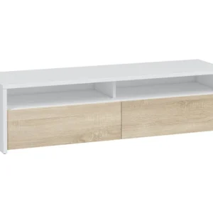 Tv-meubel Silva 2 deuren, wit en eiken, 130 cm breed VS Venta-stock