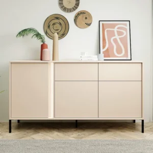 Buffet 3 deuren en 2 laden met LEDs - Beige - ELYNIA