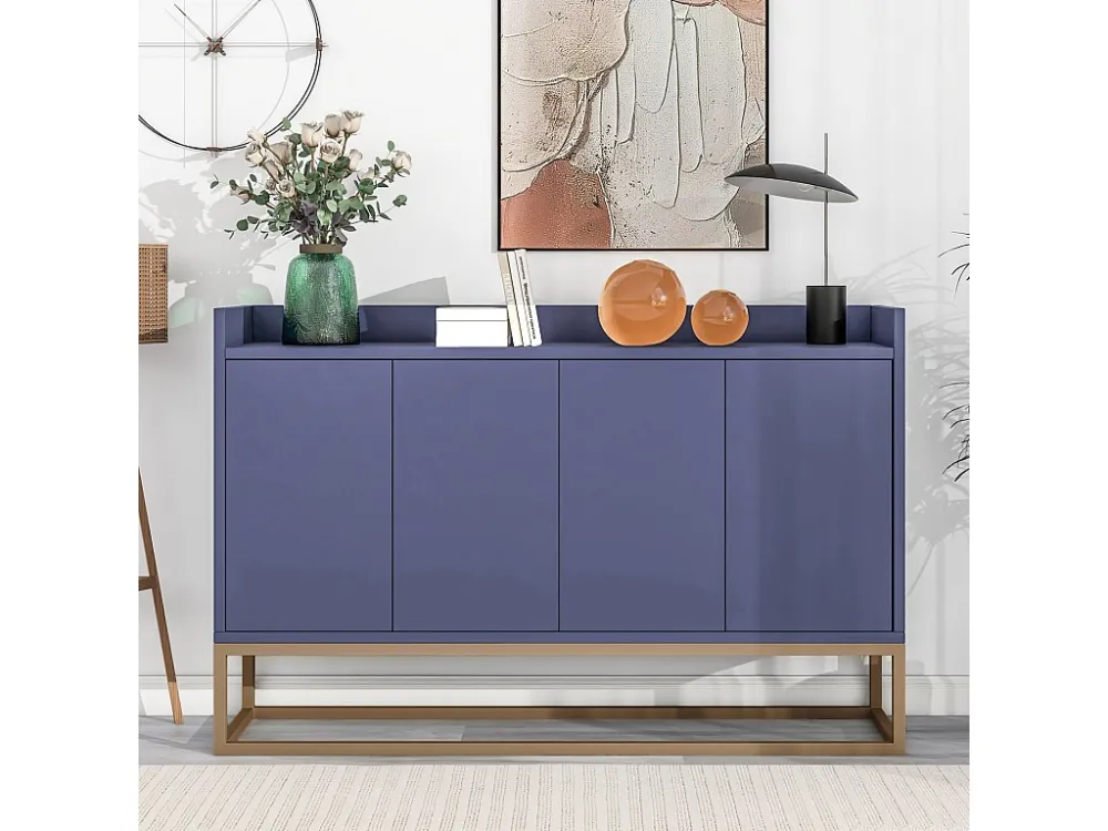 Buffet moderne 120 x 30 x 80 cm - Buffet style minimaliste avec 4 portes pour salle à manger, salon, cuisine - bleu marine