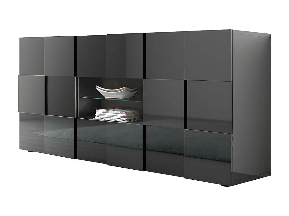 Buffetkast CALISTO - LEDs - 2 poorten & 2 lades - Antraciet -Koop nu goedkoop