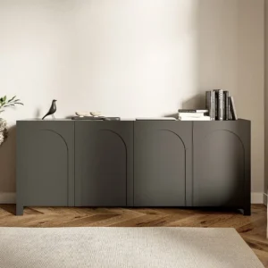 Buffetkast met 4 deurtjes MDF - Kleur: zwart - DELANYA