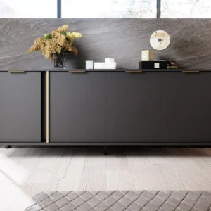 Buffetkast met 4 deuren - Antraciet en goudkleurig - PAVELI - Koop nu goedkoop online