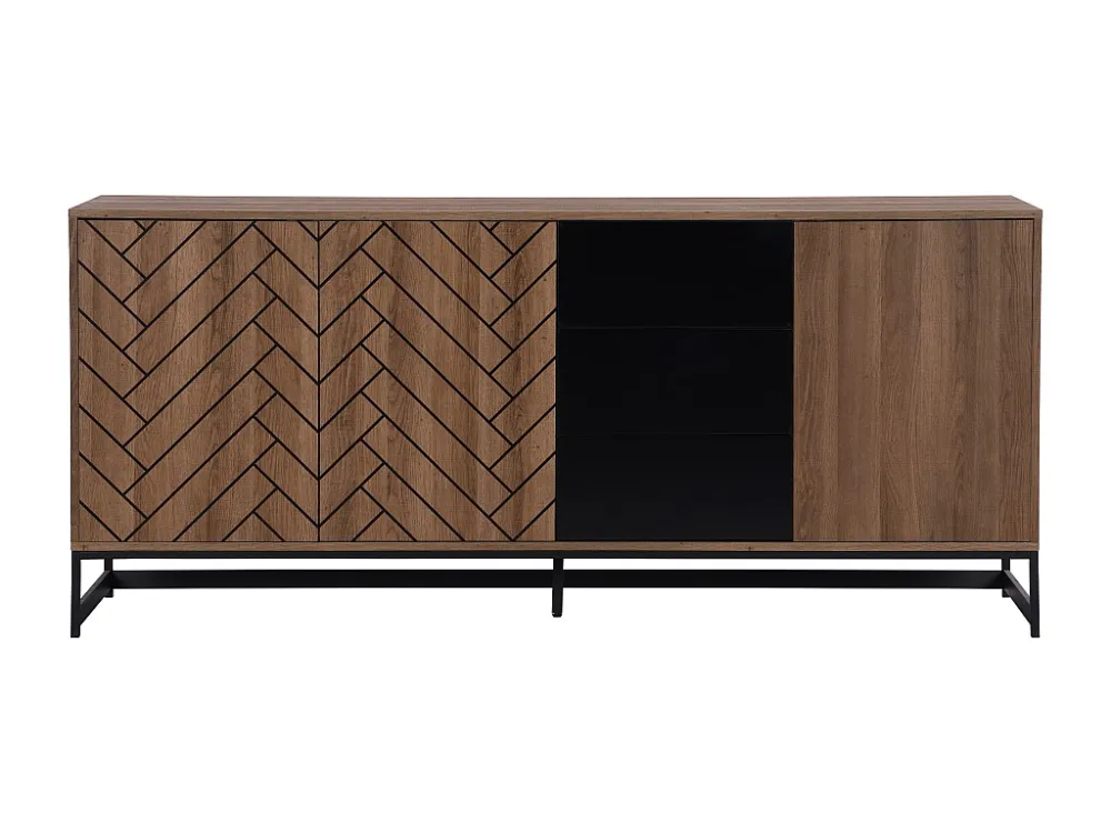 Buffetkast met 3 deuren en 3 laden - Mdf - Naturel en zwart - CARATANA - Koop nu online