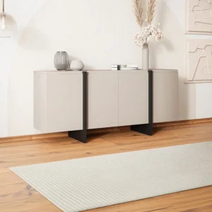 Buffetkast met 4 deuren van mdf - Beige en zwart - LUVONIA