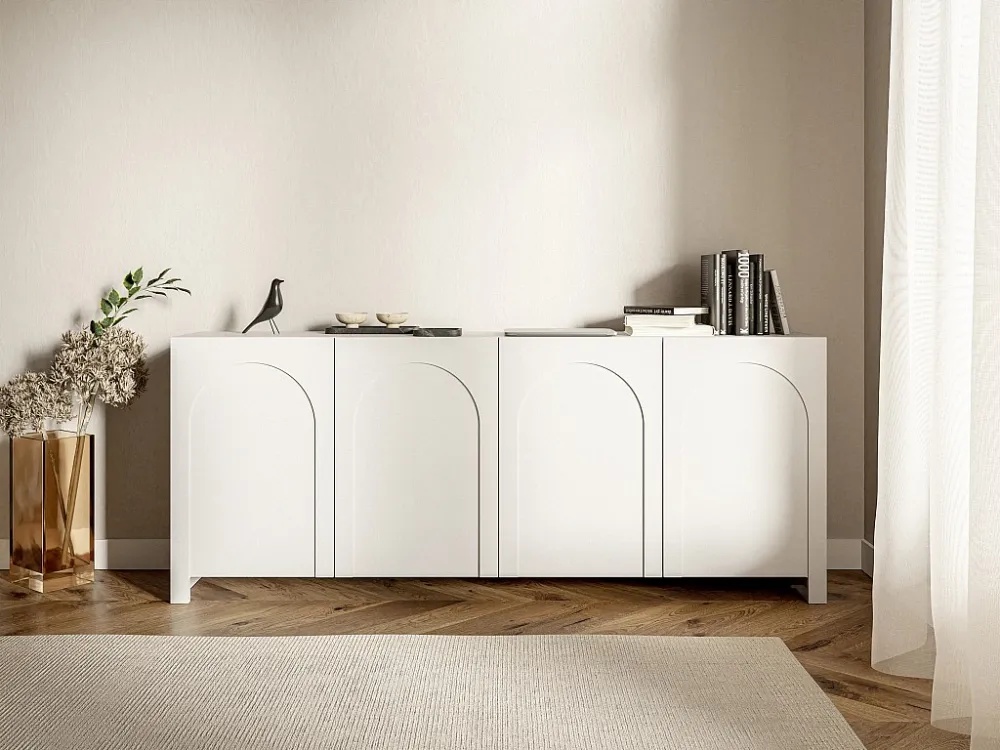 Buffetkast met 4 deuren van mdf - Kleur: wit - DELANYA