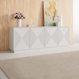 Buffetkast met 4 deuren van mdf - Kleur: wit - MEZULIA