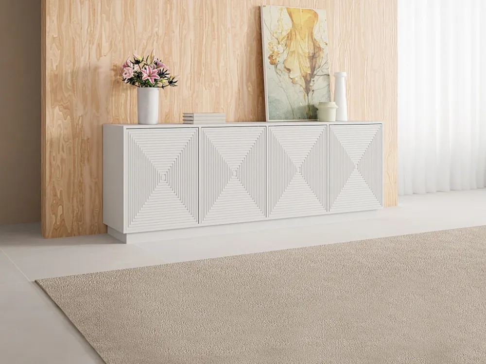 Buffetkast met 4 deuren van mdf - Kleur: wit - MEZULIA