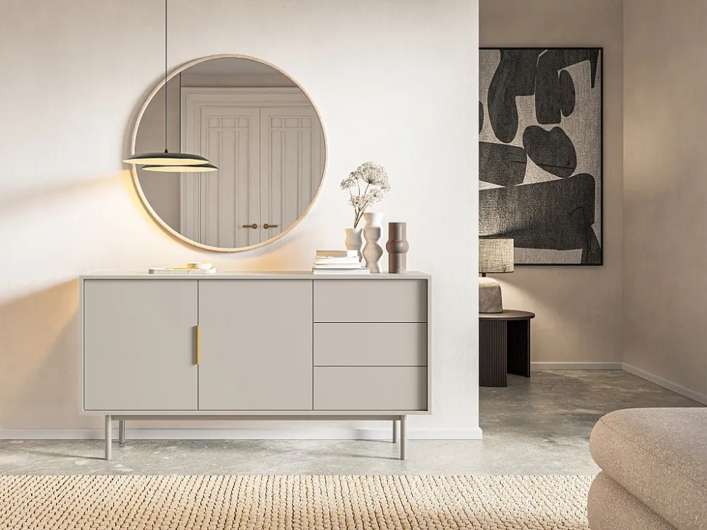 Buffetkast met 2 deurtjes en 3 lades - Beige - DABRIANA