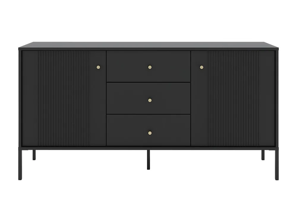 Buffetkast met 2 deurtjes en 3 lades MDF - Zwart - DEMASIA