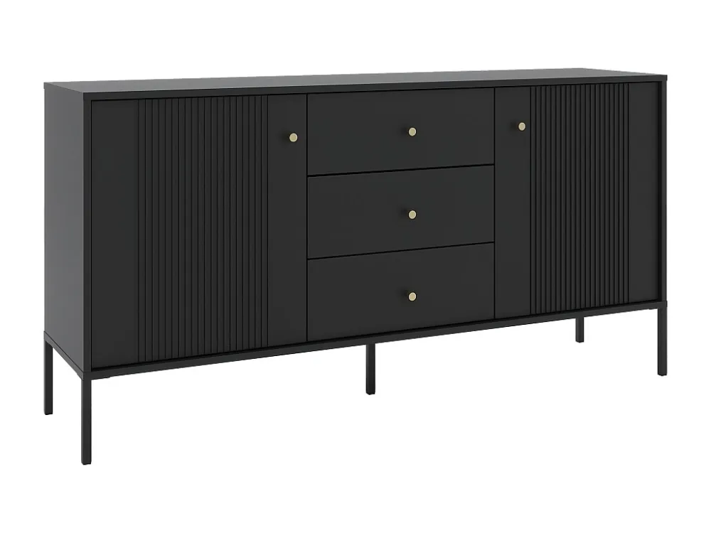 Buffetkast met 2 deurtjes en 3 lades MDF - Zwart - DEMASIA