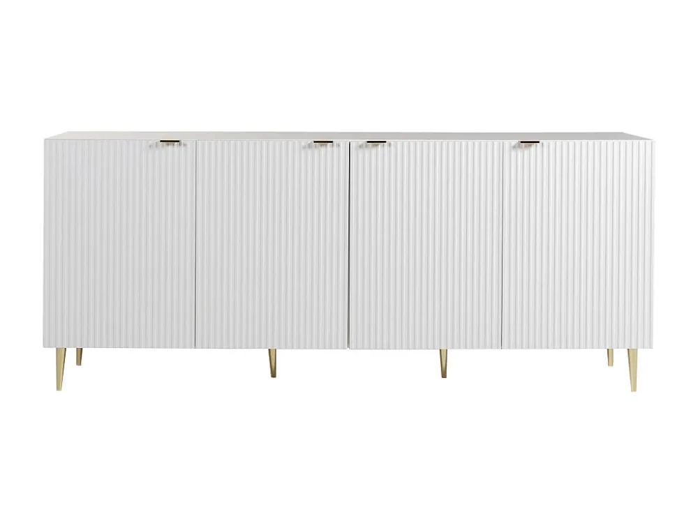 Buffetkast met 4 deurtjes van mdf en staal - Wit en goudkleurig - YESINIA