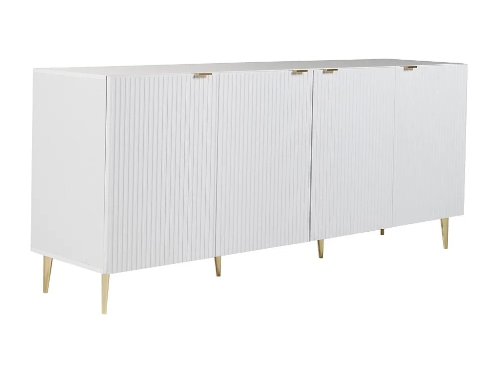 Buffetkast met 4 deurtjes van mdf en staal - Wit en goudkleurig - YESINIA