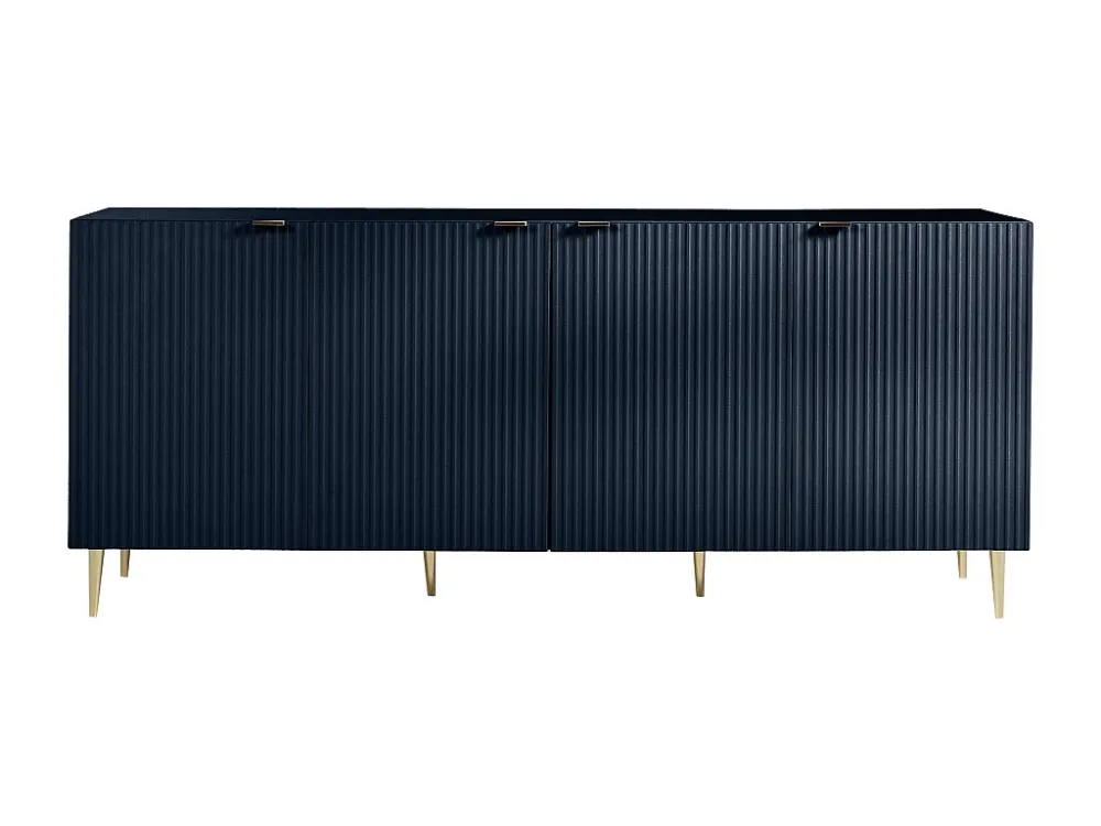 Buffetkast met 4 deurtjes van mdf en staal - Blauw en goudkleurig - YESINIA