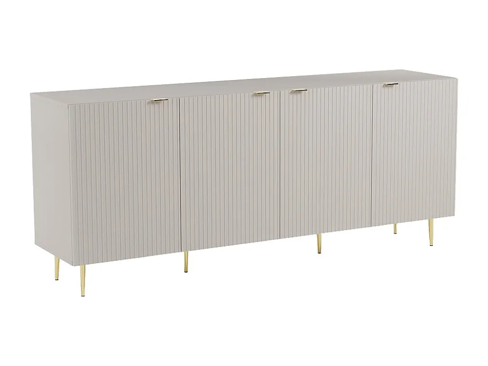 Buffetkast met 4 deurtjes van mdf en staal - Beige en goudkleurig - YESINIA