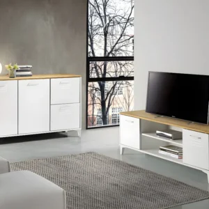 Buffetkast SEATTLE - MDF - Kleur: Wit en eik - Koop online