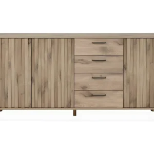 Buffet 3 Deuren en 4 Laden Eiken Decor en Latten L175 cm - Opole Calicosy