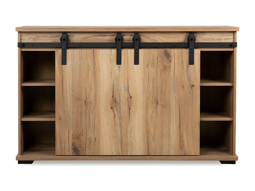 Buffet 2 Schuifdeuren en 3 Centrale Lades L140 cm - MANZANO Calicosy