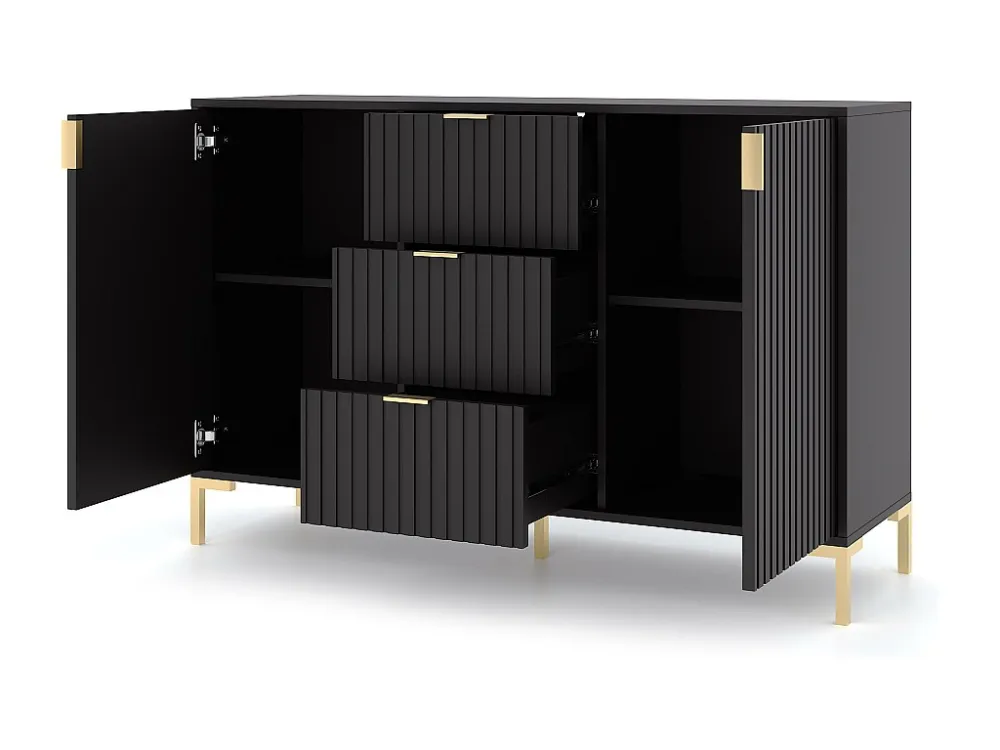 Dressoir FLINN SB130 2D3D 130x40x86 Zwart