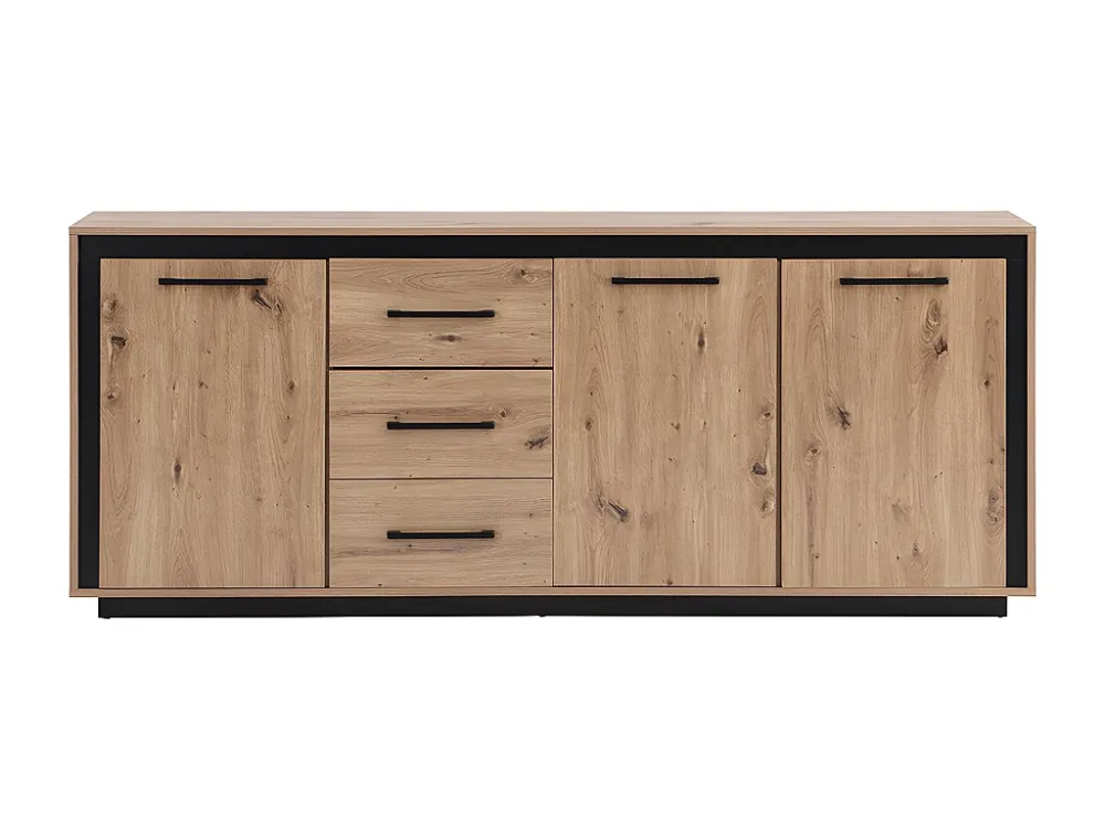 Dressoir met 3 deuren en 3 laden van MDF - Natuur en zwart - NALAMANE - Koop nu online