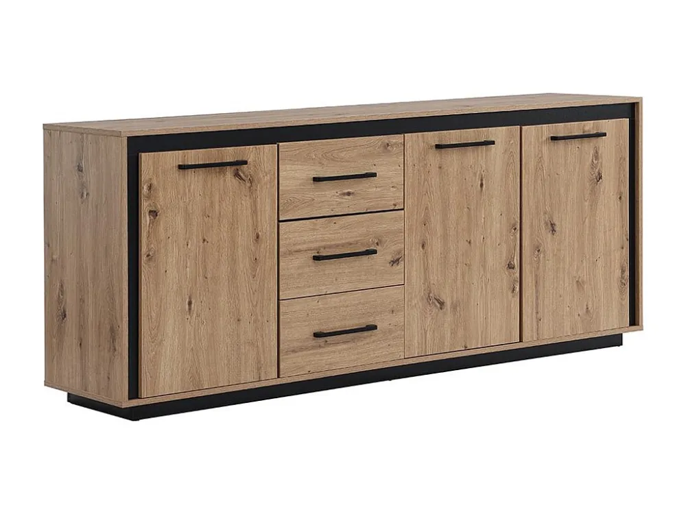 Dressoir met 3 deuren en 3 laden van MDF - Natuur en zwart - NALAMANE - Koop nu online