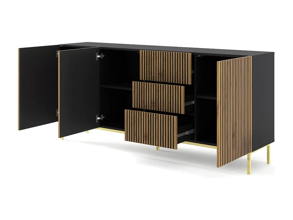 Dressoir RAVENNA F SB200 3D3D 200x42x87 Zwart