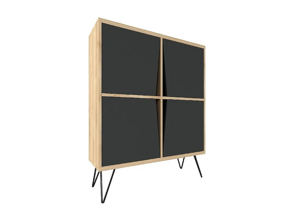 Giuliana Multifunctioneel Kabinet, Eik, Antraciet, 90x30x110 cm, EPIKASA
