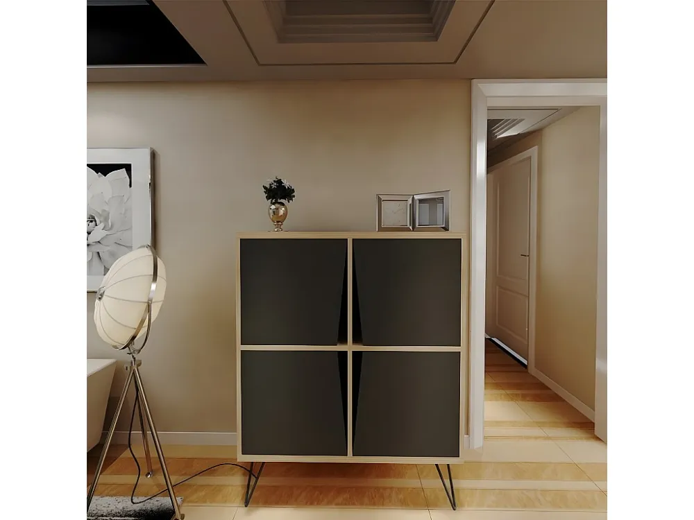 Giuliana Multifunctioneel Kabinet, Eik, Antraciet, 90x30x110 cm, EPIKASA