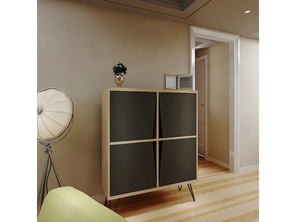 Giuliana Multifunctioneel Kabinet, Eik, Antraciet, 90x30x110 cm, EPIKASA