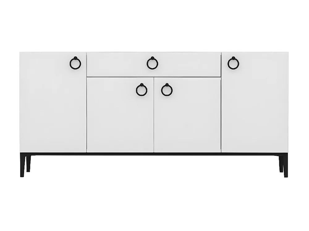 Gloria Multifunctioneel Kabinet, Wit, Zwart, 160x42x75 cm, EPIKASA