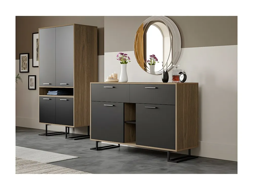 Multifunctionele Kast Full Moon - Zwart - 140x45x90 cm - EPIKASA