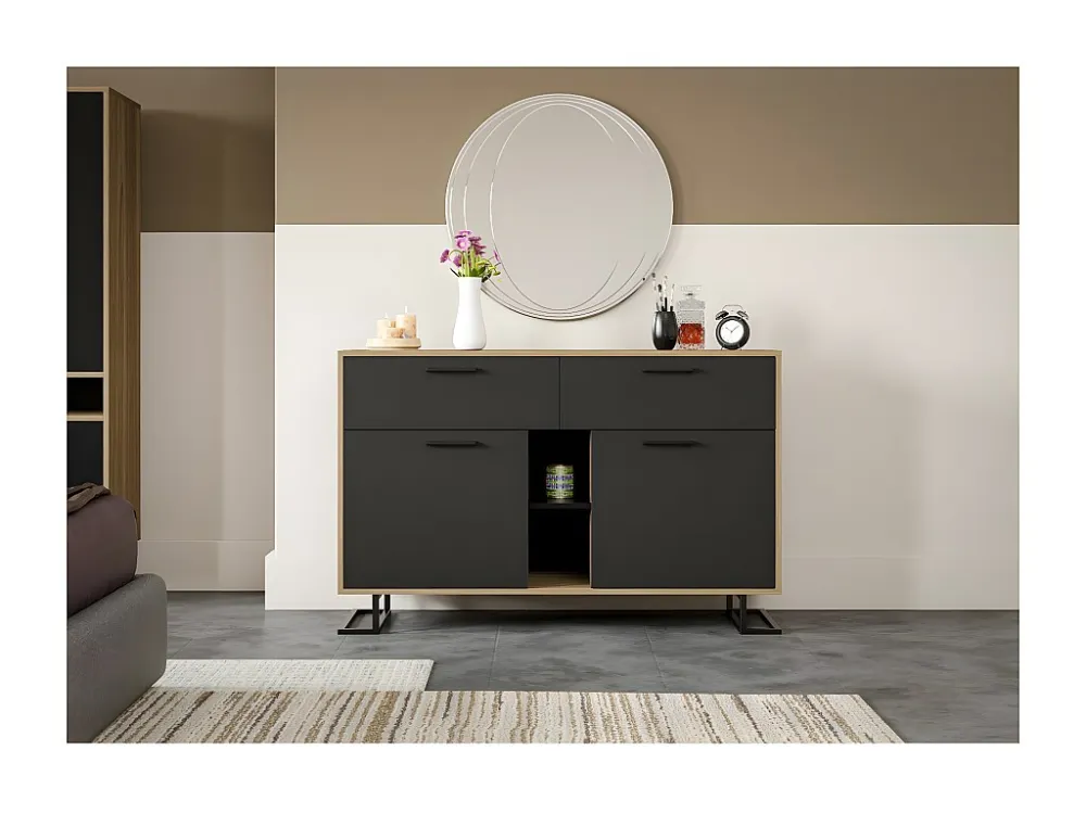 Multifunctionele Kast Full Moon - Zwart - 140x45x90 cm - EPIKASA