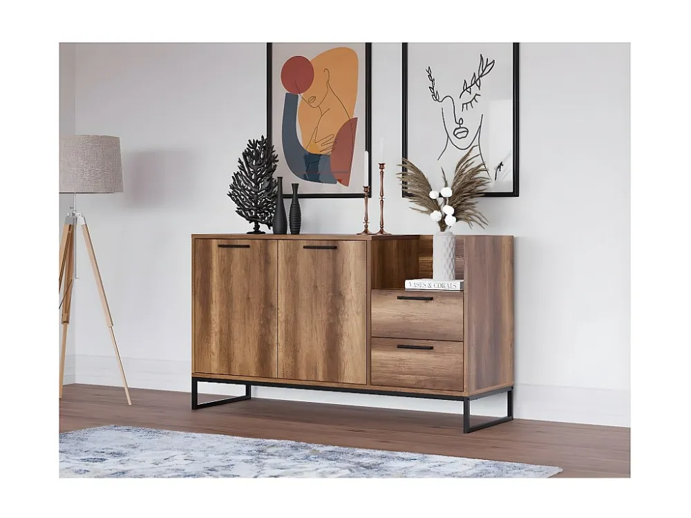 Multifunctionele Kast Yukon - Walnoot - 140x45x80 cm - EPIKASA