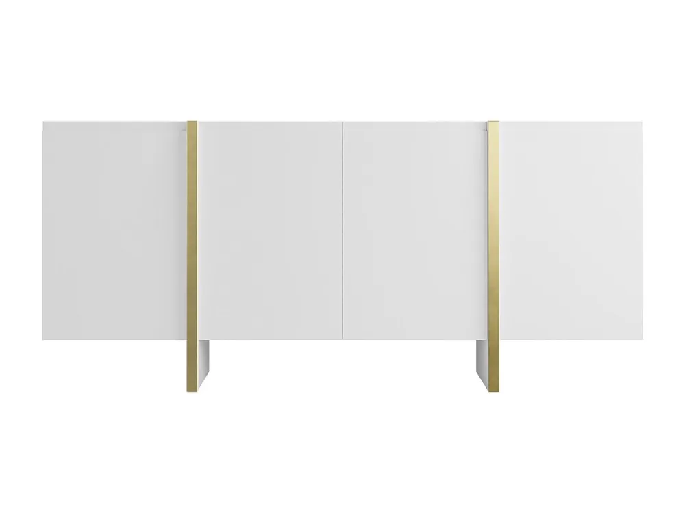 Hangend tv-meubel met 4 deuren van mdf - Wit en goudkleurig - LUVONIA