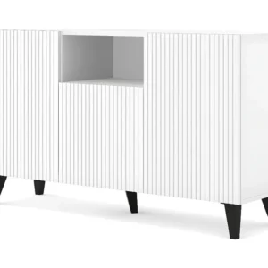 Ladenkast RAVENNA B 150 cm 2D1DM mat wit + zwarte poten Homlando