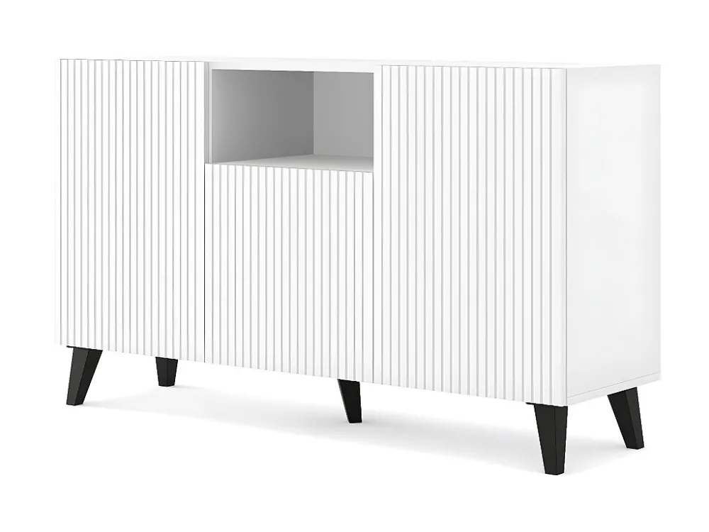 Ladenkast RAVENNA B 150 cm 2D1DM mat wit + zwarte poten Homlando