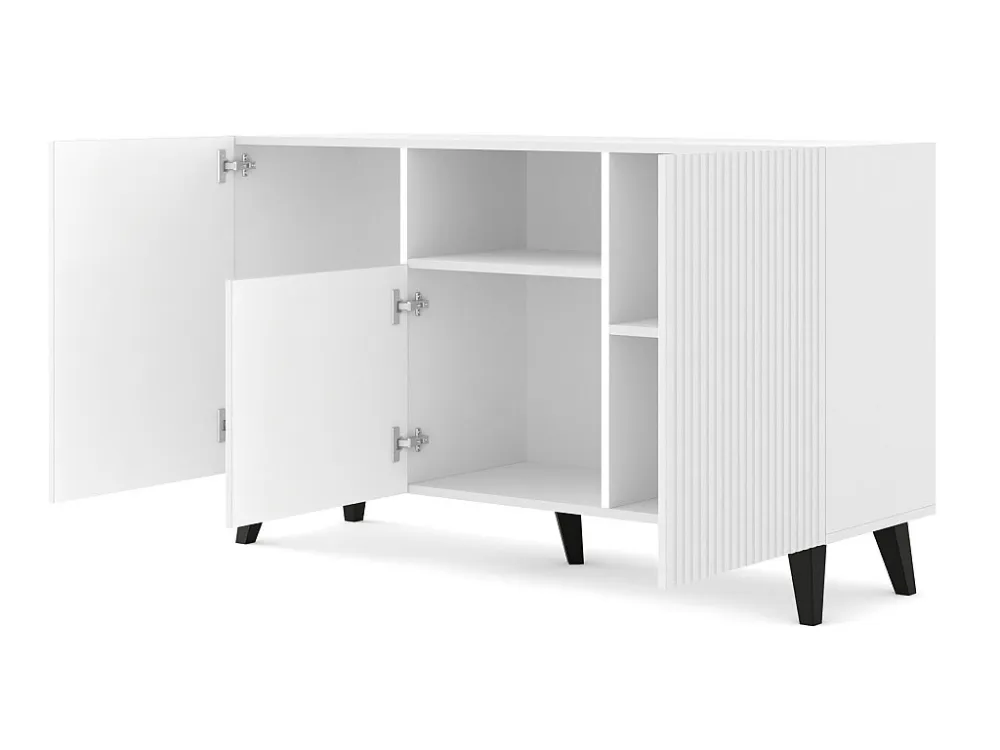 Ladenkast RAVENNA B 150 cm 2D1DM mat wit + zwarte poten Homlando