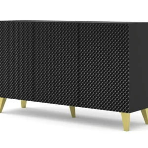 Ladenkast RAVENNA C 150 cm 3D glanzend zwart + gouden poten Homlando