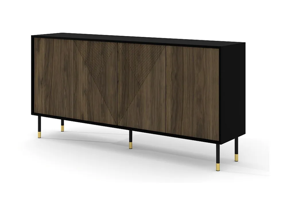 Ladenkast WOODY PACIFIC 4D 180 cm gefreesd mat zwart / pacific noot Homlando