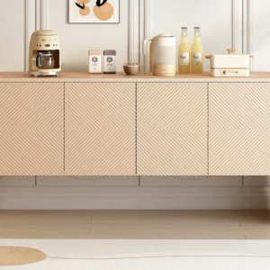 Buffet, Woonkamermeubel - 4 lades 2 verstelbare planken - MDF hout - Abrikoos crème kleur Merax