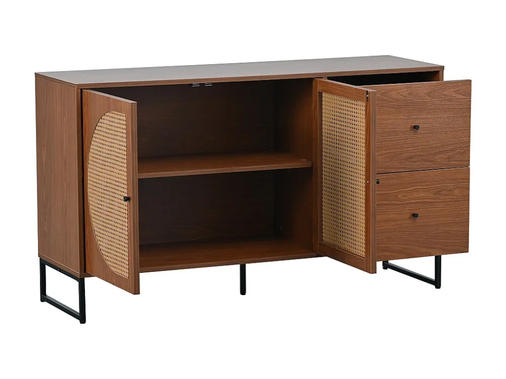 Dressoir met 2 deuren en 2 laden - spaanplaat en metaal - walnoot Merax