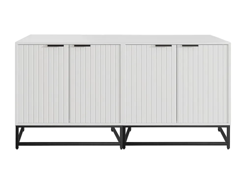 Dressoir met 4 deuren met handgrepen en metalen poten - Spaanplaat - Wit Merax