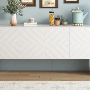 Dressoir, Woonkamermeubel - 4 laden 2 verstelbare planken - MDF hout - Witte kleur Merax