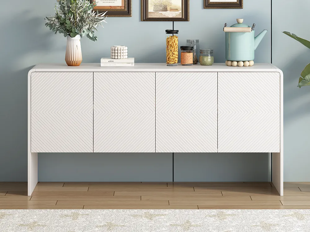 Dressoir, Woonkamermeubel - 4 laden 2 verstelbare planken - MDF hout - Witte kleur Merax
