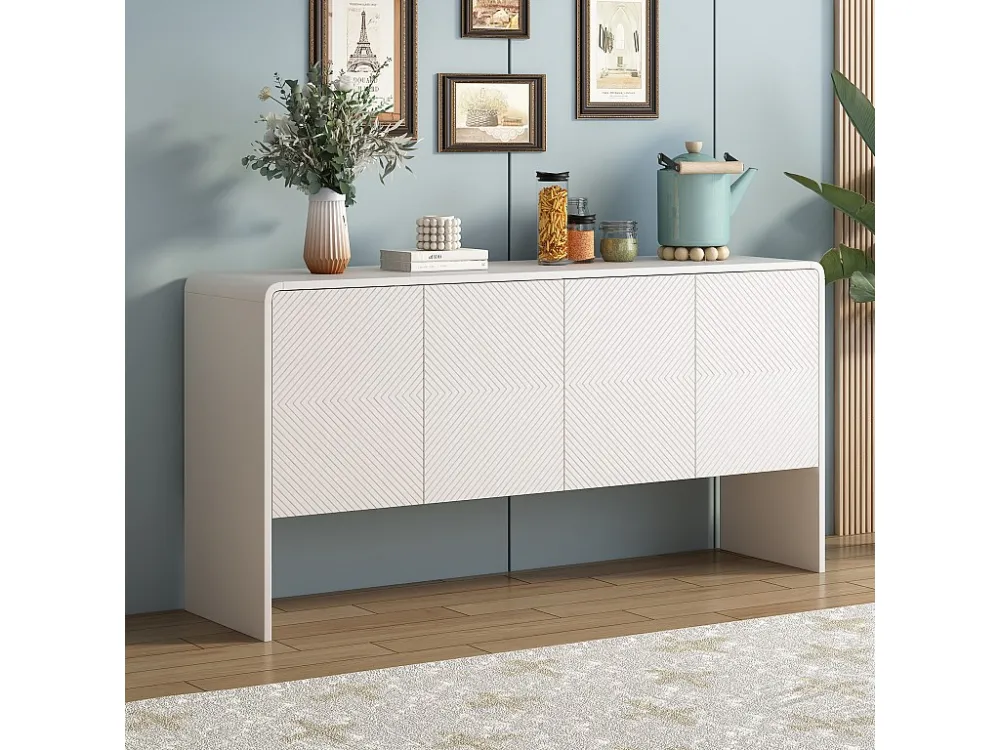 Dressoir, Woonkamermeubel - 4 laden 2 verstelbare planken - MDF hout - Witte kleur Merax
