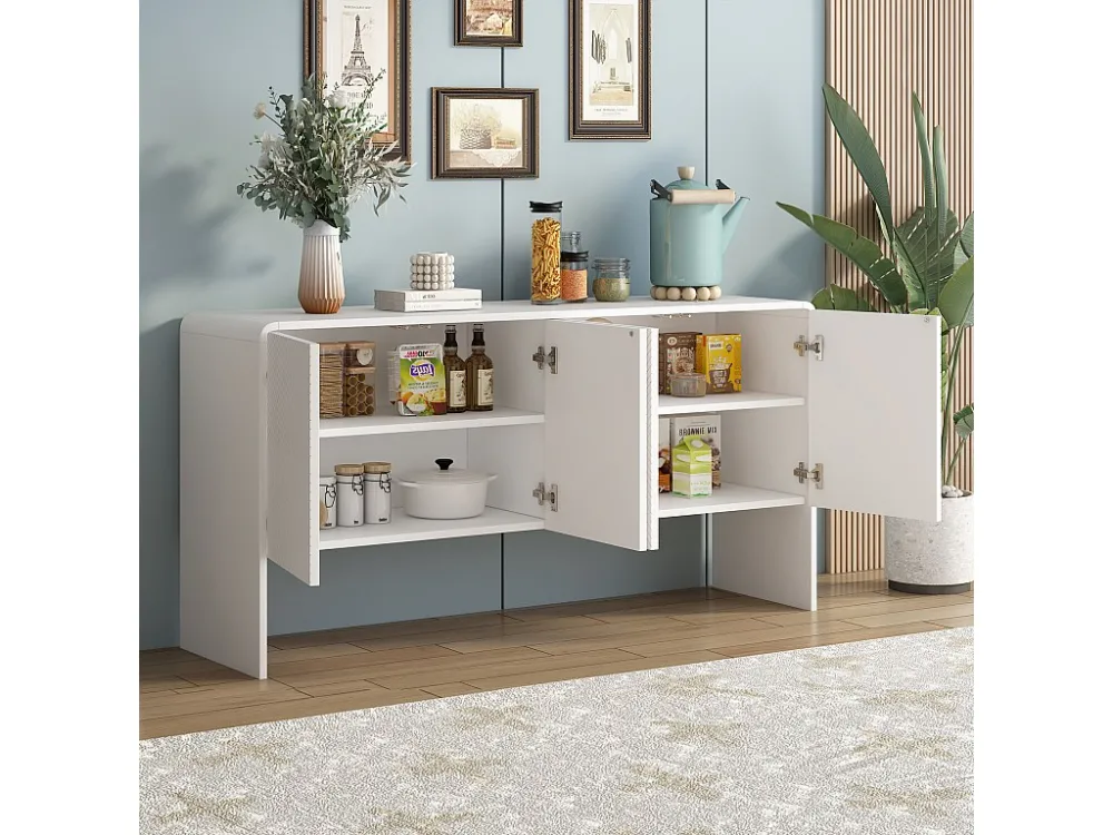 Dressoir, Woonkamermeubel - 4 laden 2 verstelbare planken - MDF hout - Witte kleur Merax