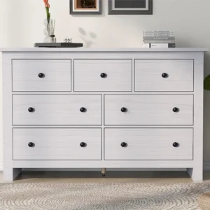 Laag dressoir met 7 laden - Entreemeubel - spaanplaat hout - voor woonkamer en eetkamer - wit Merax
