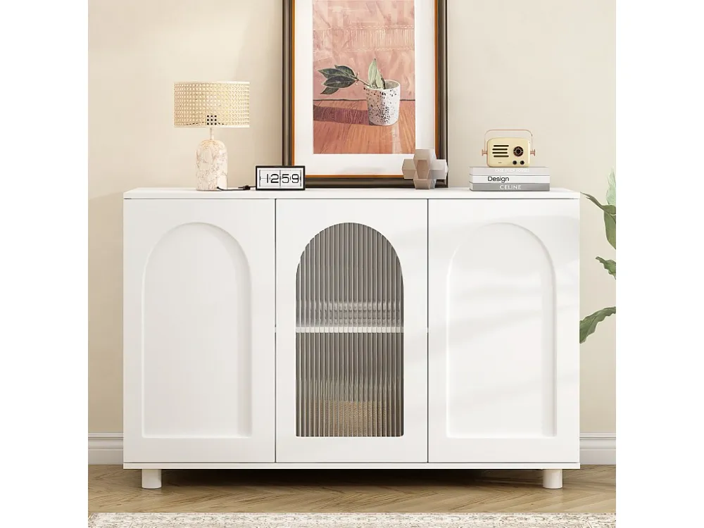 Modern dressoir met 3 deuren - 120 x 40 x 78,5 cm - MDF en spaanplaat - voor woonkamer keuken - Wit Merax
