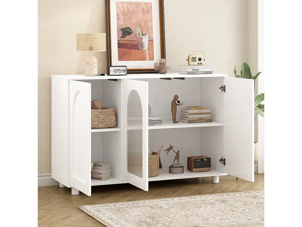 Modern dressoir met 3 deuren - 120 x 40 x 78,5 cm - MDF en spaanplaat - voor woonkamer keuken - Wit Merax