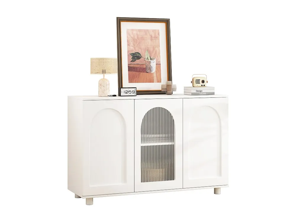 Modern dressoir met 3 deuren - 120 x 40 x 78,5 cm - MDF en spaanplaat - voor woonkamer keuken - Wit Merax