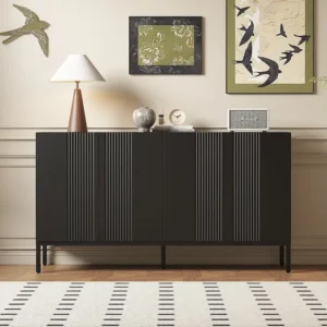 Modern dressoir met 4 deuren - 140 x 41,5 x 80 cm - MDF en spaanplaat - voor woonkamer keuken - Zwart Merax